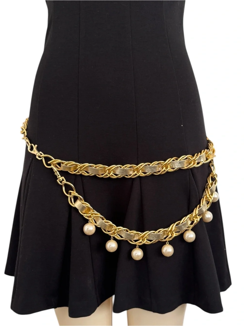 BGBGeneration Gold Chain Pearl Drop Waist Belt - Women Accessories